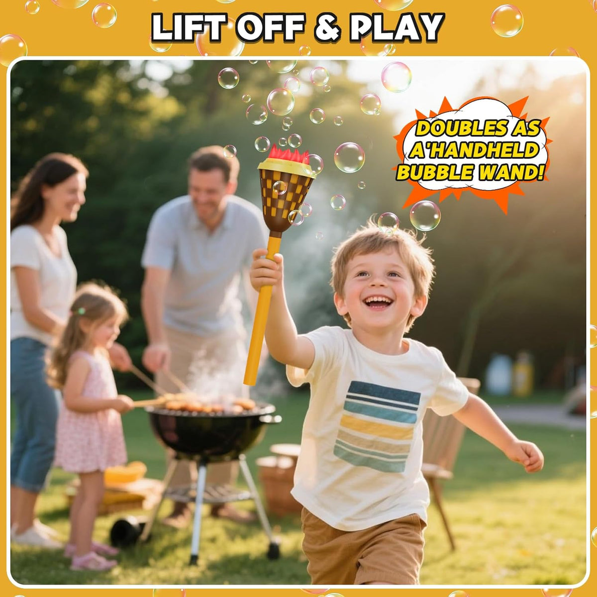 Bubble Machine for Kids, Garden Lamp Bubble Toy with Colorful Lighting and Music for Toddlers
