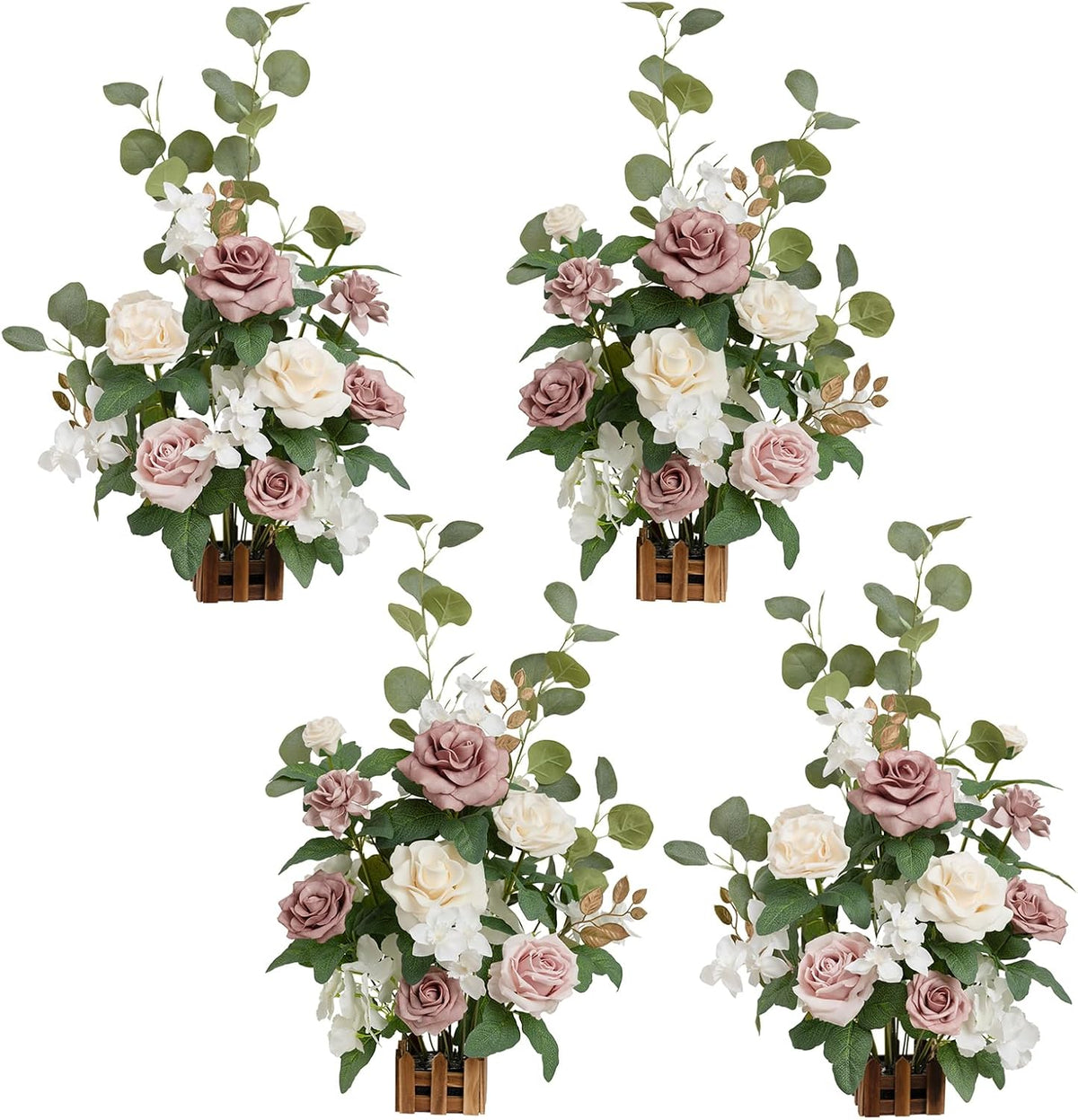 Ling's moment 17.5" Tall Standing Artificial Flowers Arrangements 4 pcs Wedding Aisle Runner Chair