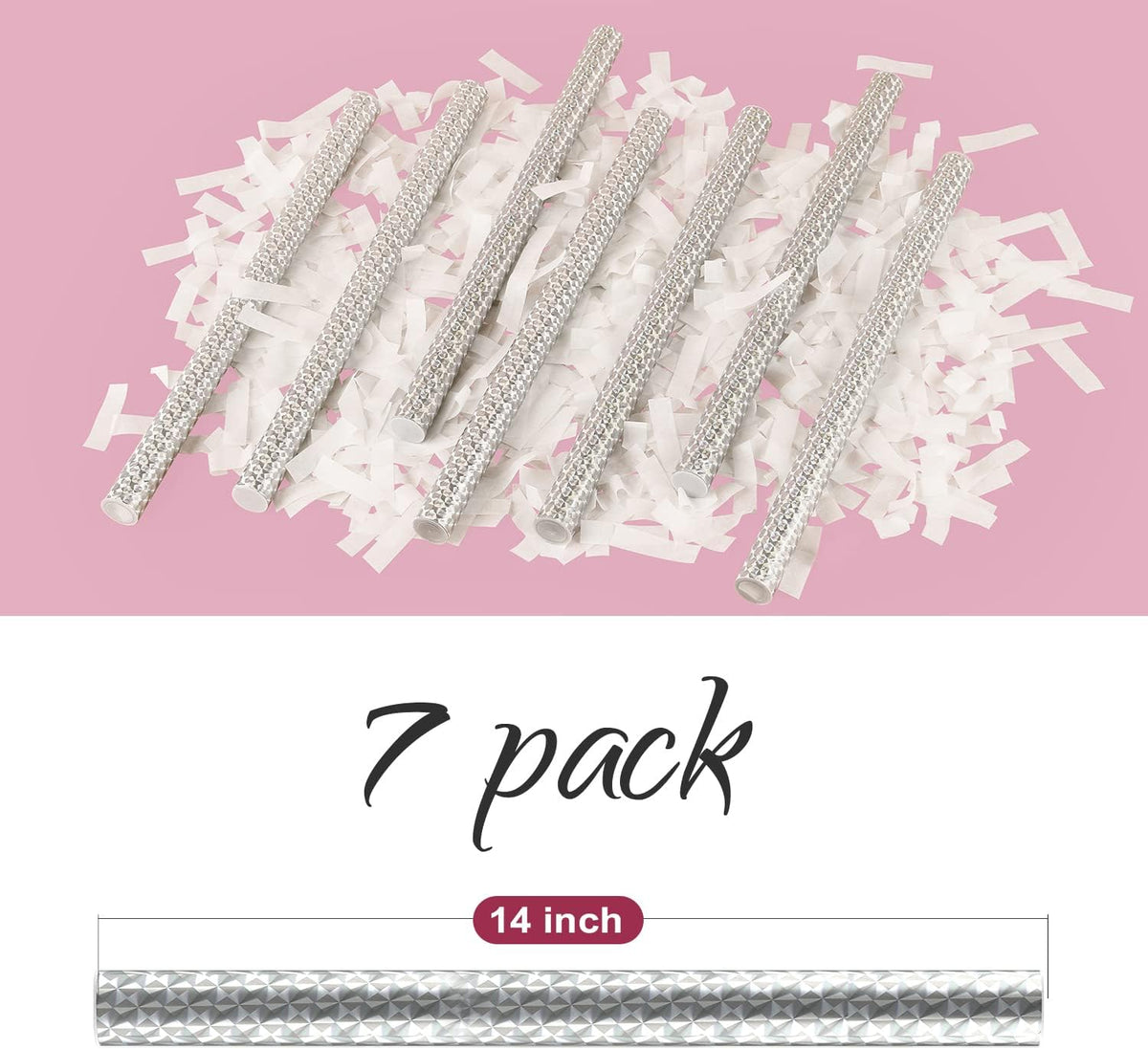 BATTIFE 7Pack White Confetti Wands, Confetti Shoot Poppers, Tissue Paper Flick Flutter Sticks for