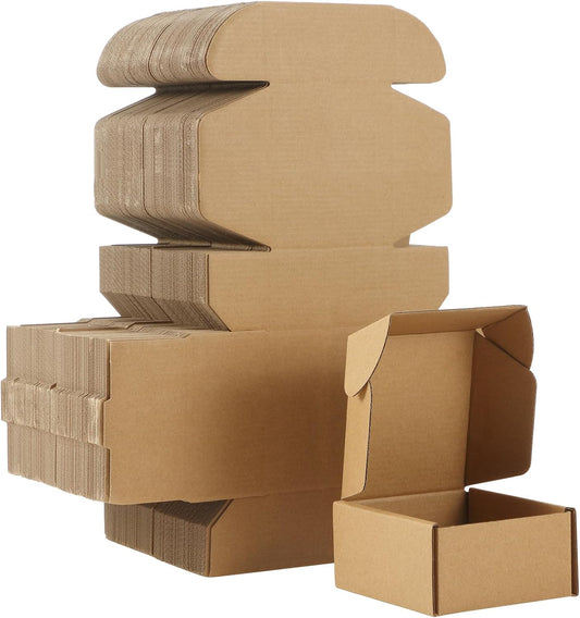 Qilery 200 Pcs Shipping Boxes Cardboard Gift Corrugated Cardboard Brown Boxes Mailer Packaging for