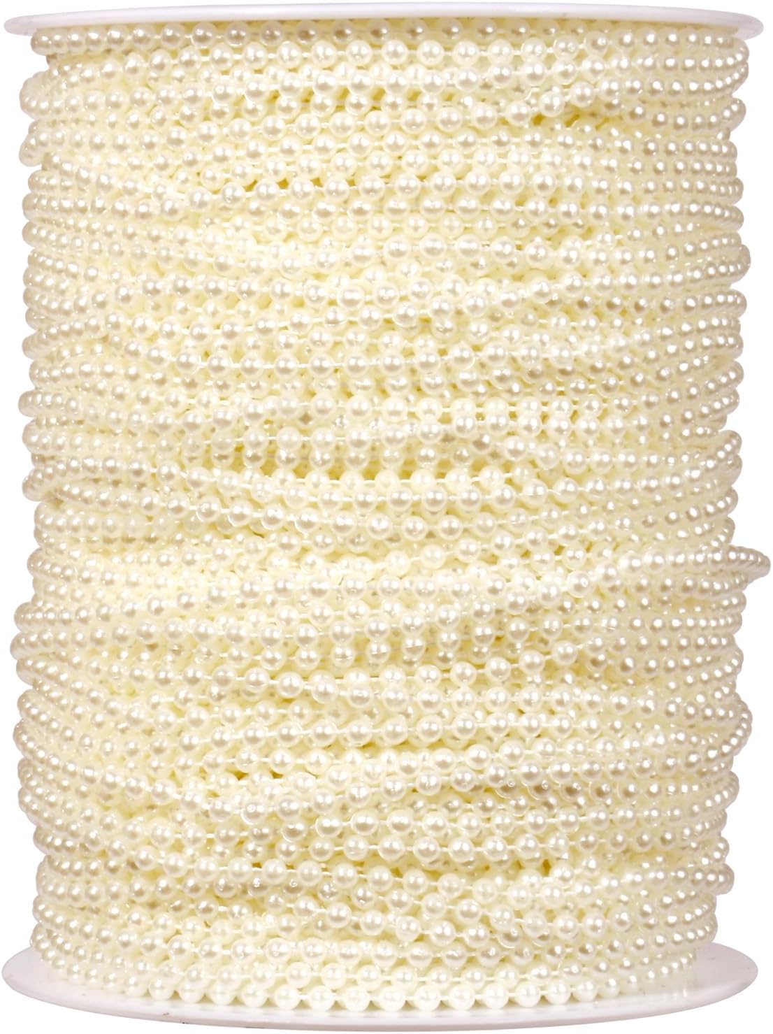 [295Feet] Pearl Beads Garland, 3MM 98 Yards Faux Pearl Beads String Roll Bulk for DIY Craft Wedding