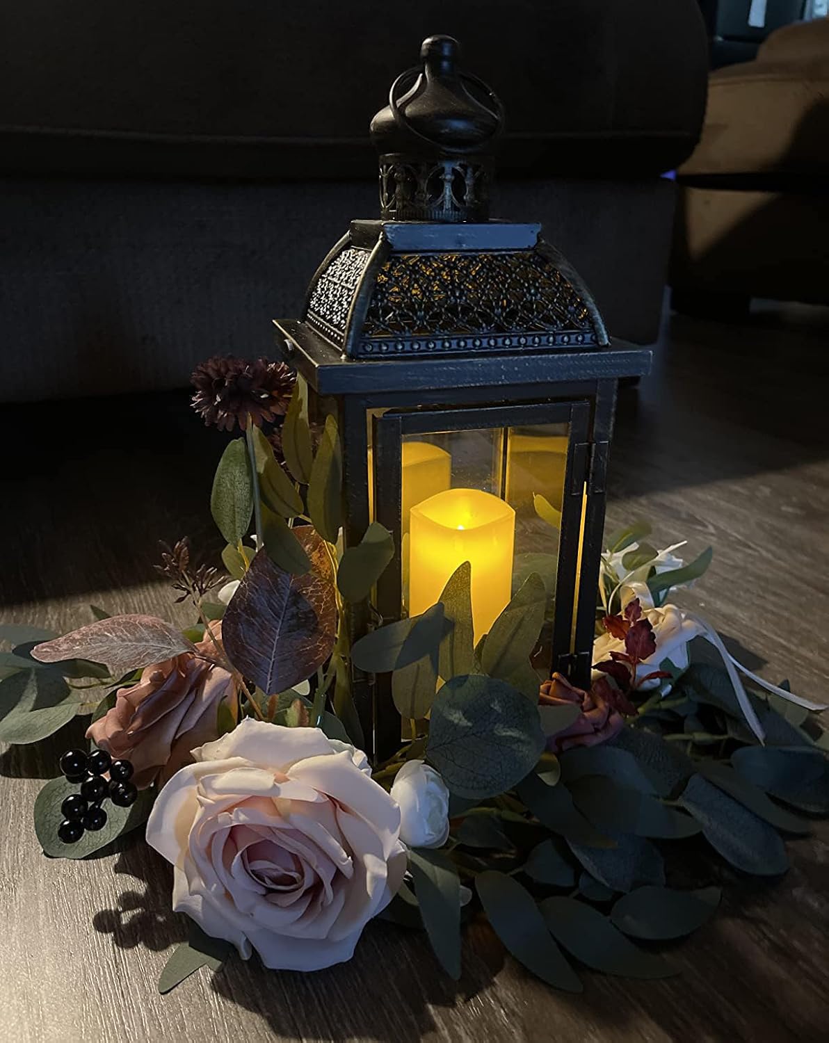 NEEDOMO Large Candle Lanterns Decorative Indoor, 14.4" Outdoor Lantern with Clear Glass, Vintage