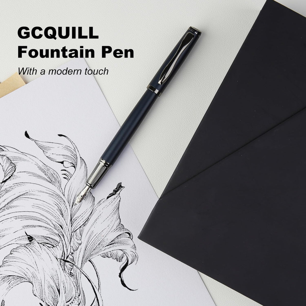 GC QUILL Calligraphy Fountain Pen Set - Includes 5 Nibs, Ink Bottle, Ink Refill Converter and 18