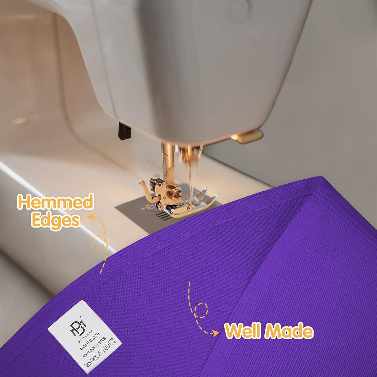 BRILLMAX 8 Pack Purple Round Tablecloths 90 Inch - Circle Bulk Linen Polyester Fabric Washable