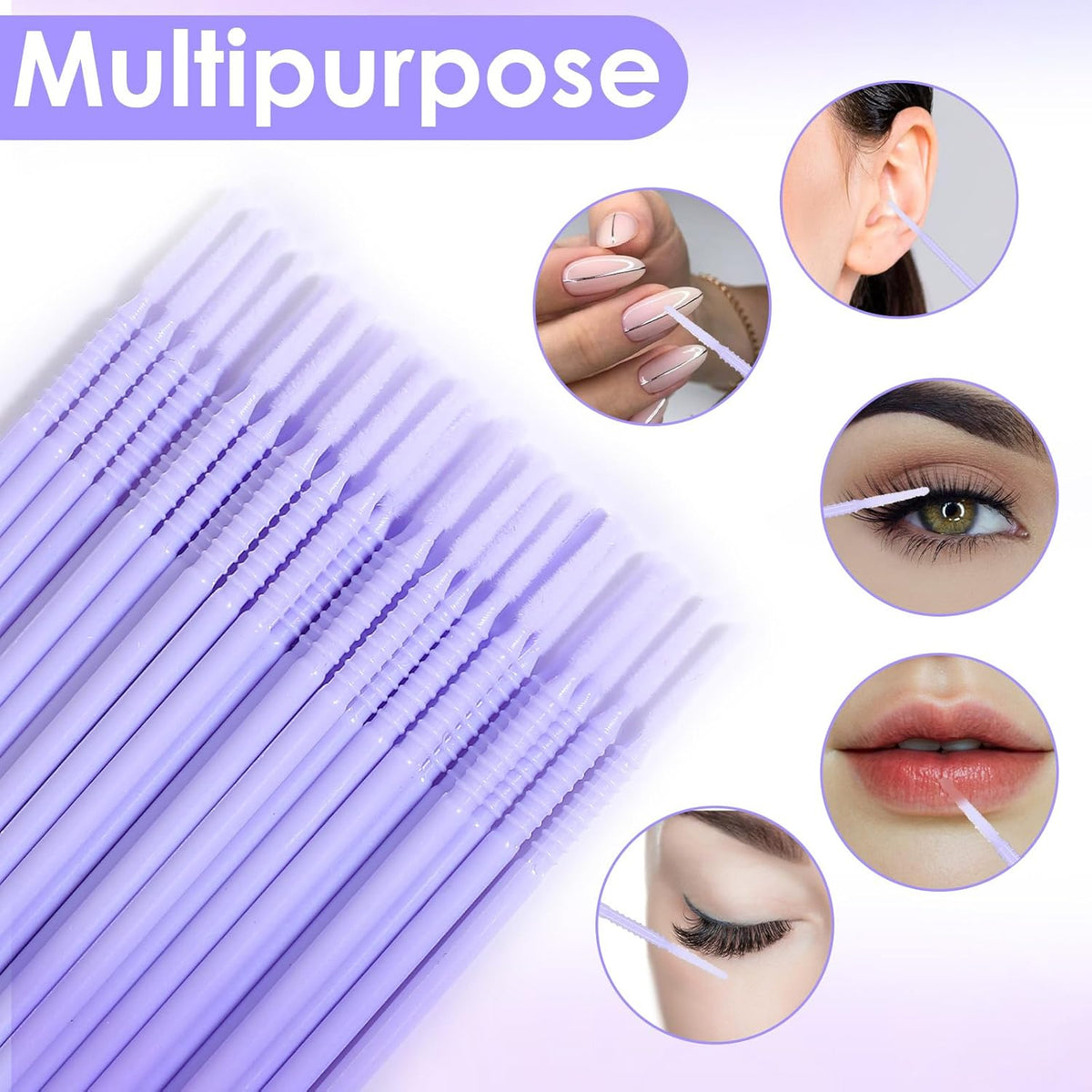 200 Pcs Disposable Micro Applicator Brush, Microswabs for Eyelash Extensions, Long tip Microbrush