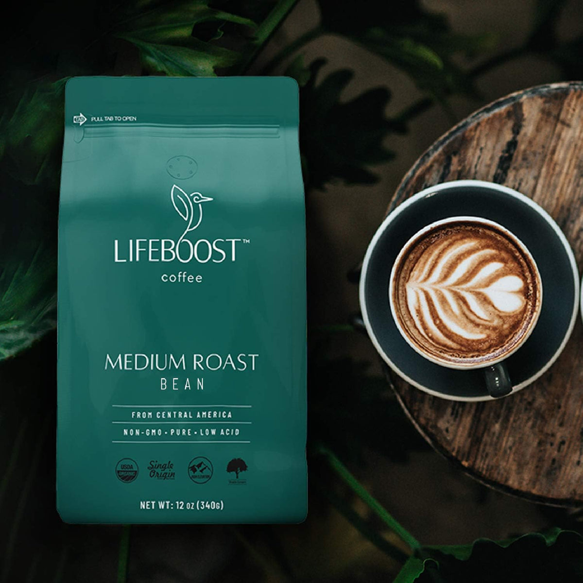 Lifeboost Organic Coffee Beans Medium Roast - Low Acid Single Origin Non-GMO Organic Whole Bean