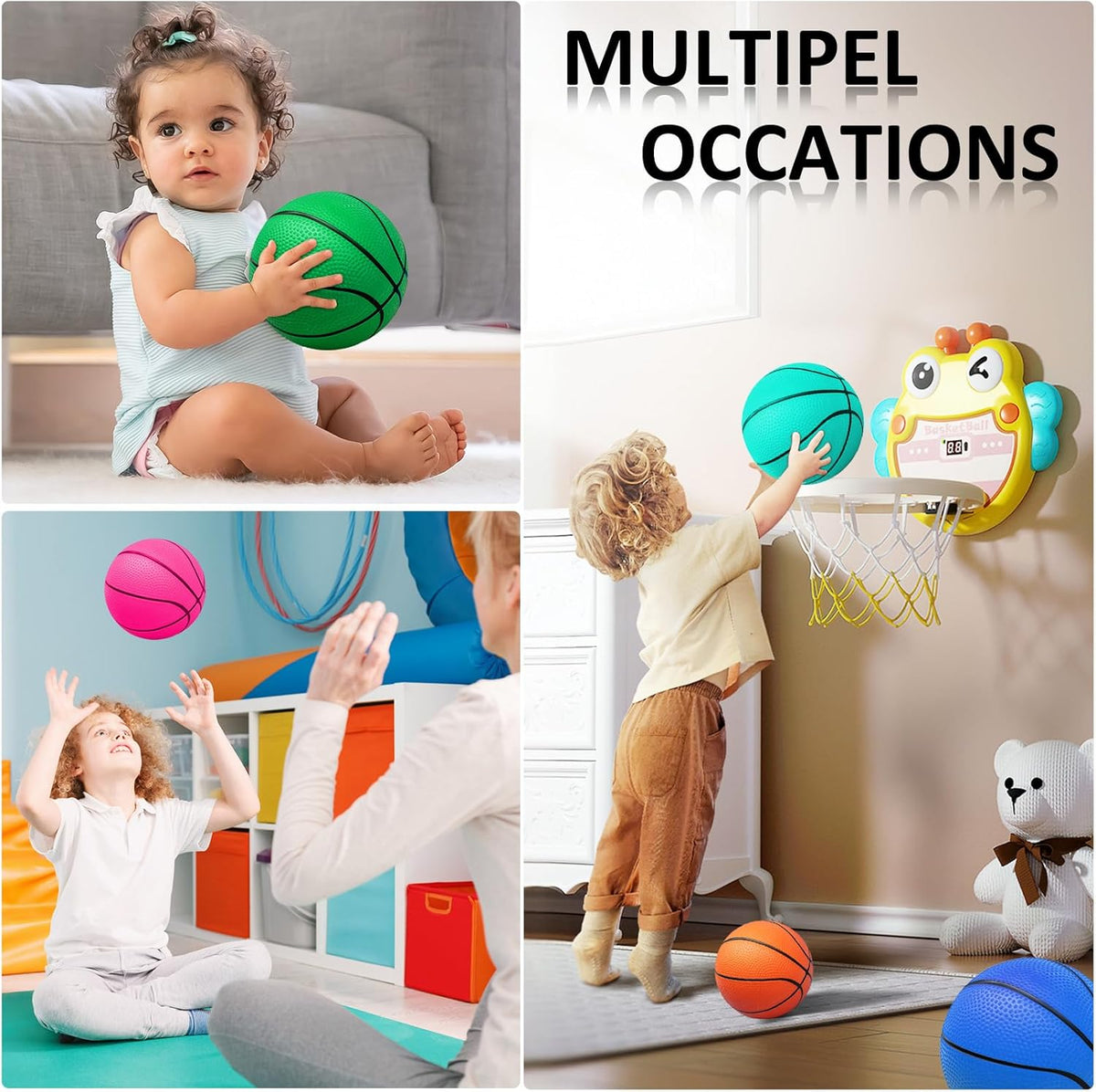 30Pcs 7" Mini Basketball Balls Bulk PVC Small Basketballs for Over The Door Basketball Hoop Games