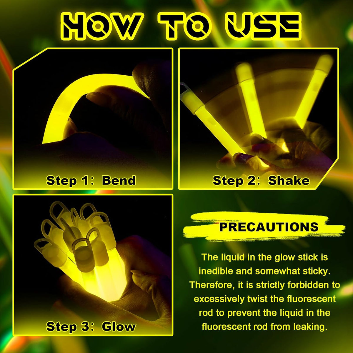 Lewtemi 50 Set 4'' Glow Sticks Bulk, Hallowee Glow in The Dark Party Supplies, Emergency Light