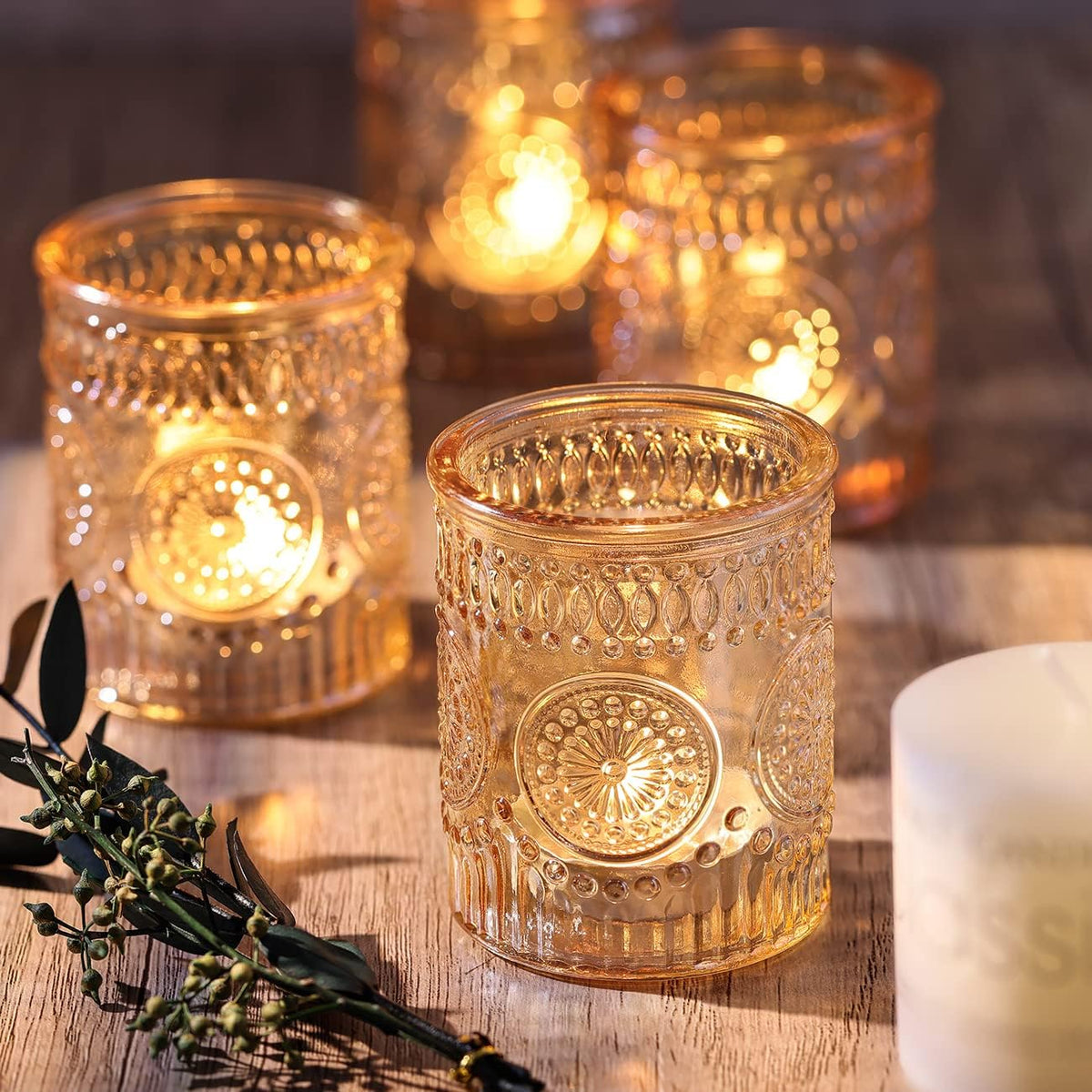 DARJEN Gold Votive Candle Holders Set of 36- Glass Candle Holders Bulk for Table Centerpiece, Tea