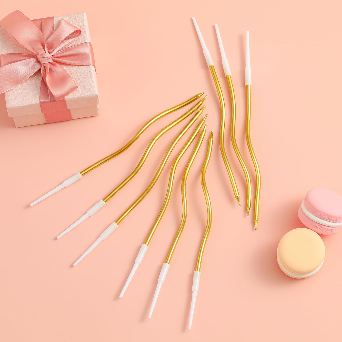 PHD CAKE 24-Count Gold Spiral Long Thin Metallic Birthday Candles, Cake Candles, Birthday Parties