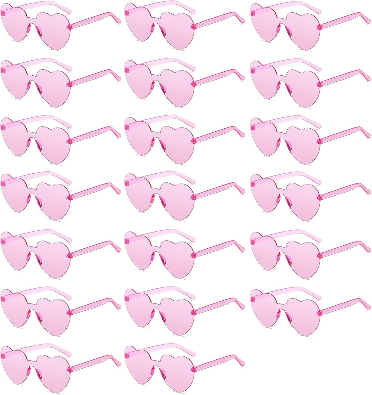12/20/24 Pairs Heart Sunglasses for Women Men, Trendy Heart Shaped Rimless Transparent Sunglasses