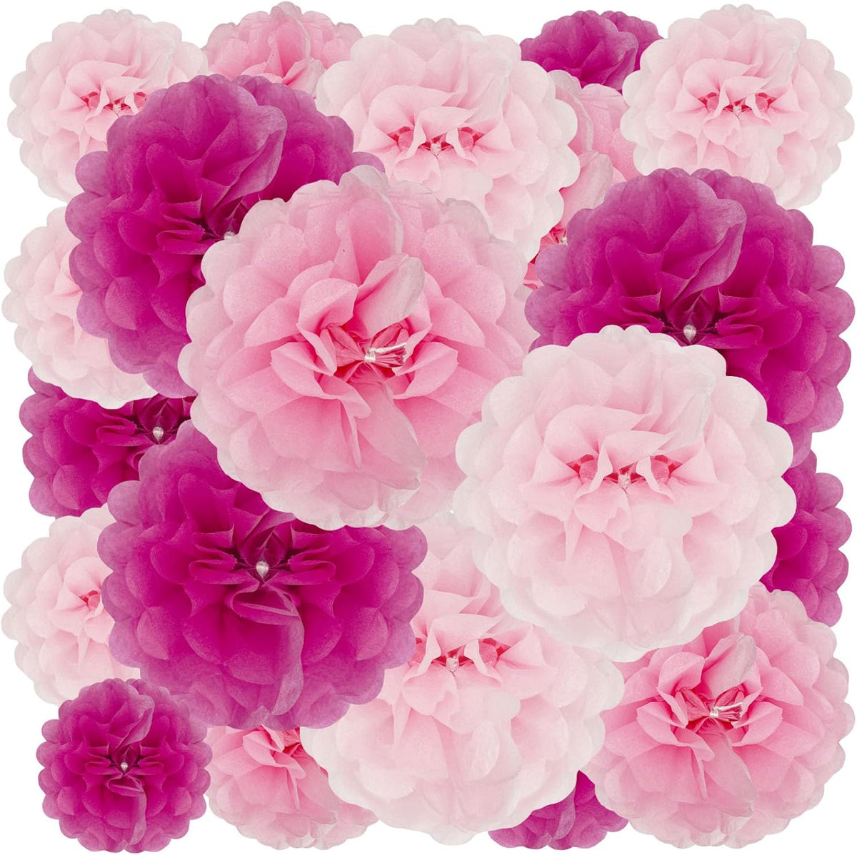 Tissue Paper Pom Poms, Pink Tissue Paper Flowers, Hanging Flower Balls for Weddings Fiesta Parties