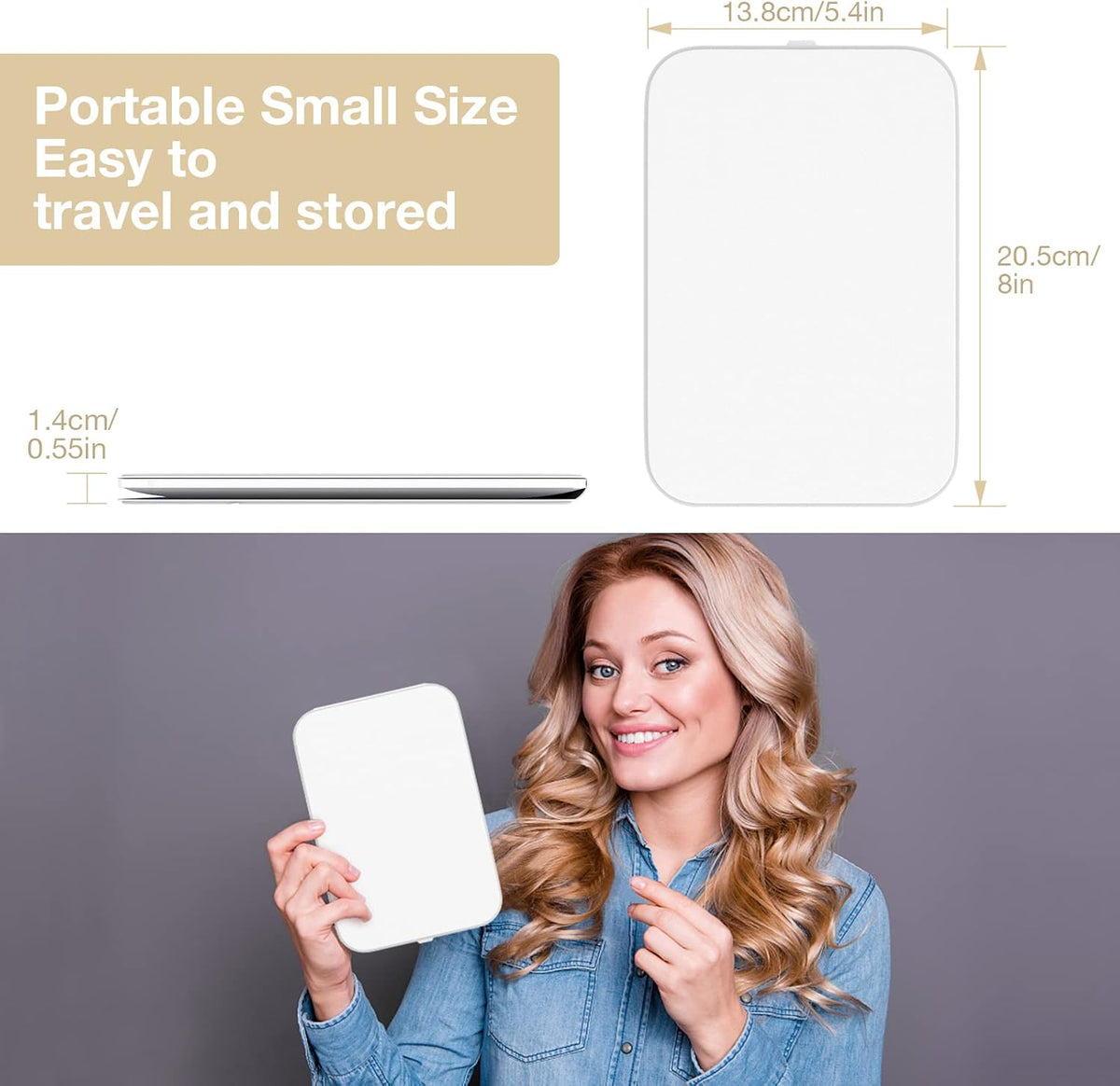 Kintion Travel Makeup Mirror, Portable LED Lighted Makeup Mirror, 360° Rotation Touch Screen Vanity