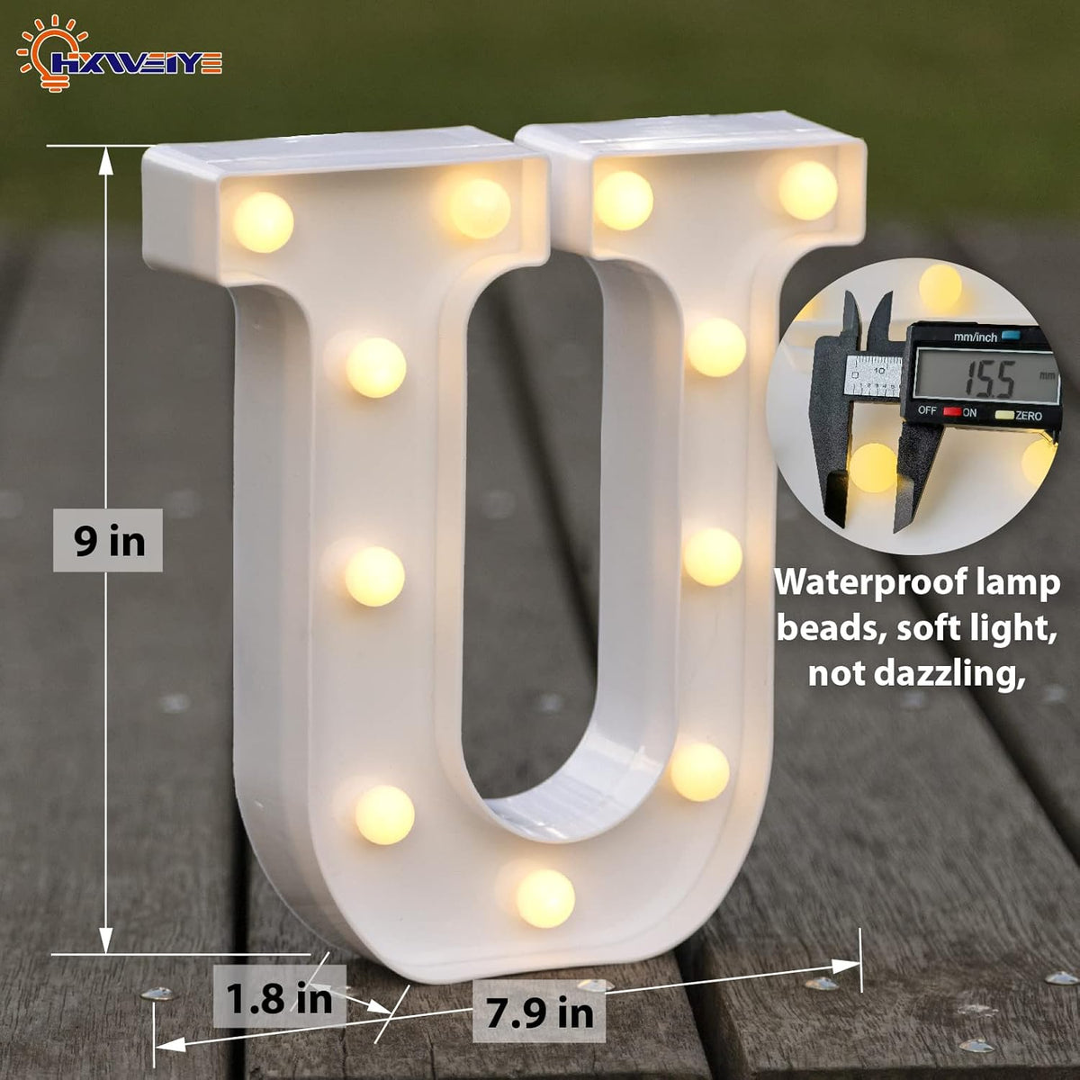 HXWEIYE LED Marquee Letters Lights Sign-U, Led Letters Lights 26 Alphabet, Light Up Number 0-9