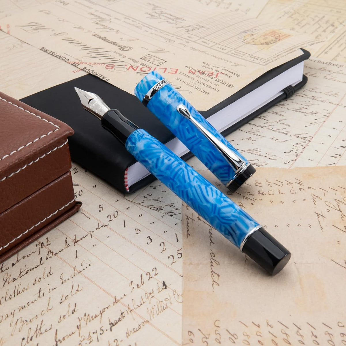 Conklin Duragraph Fountain Pen Ice Blue - Medium Nib, Timeless Writing Instrument with Cool Blue