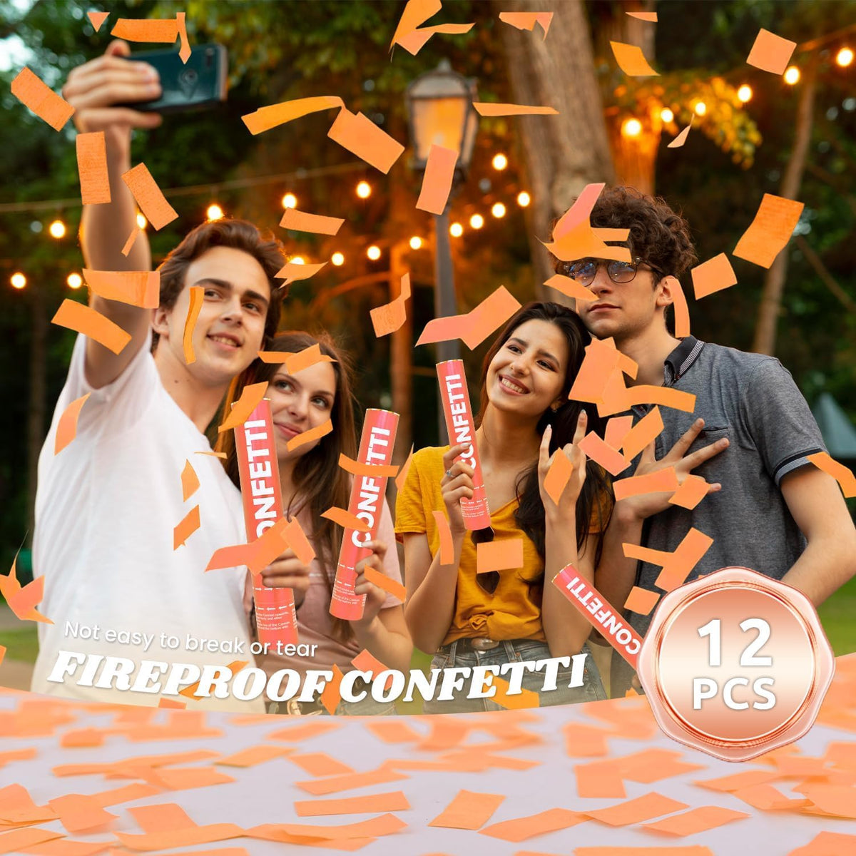 Confetti Cannon Orange Confetti Poppers 12 Pack Party Poppers 12 Inch Confetti Shooters Orange