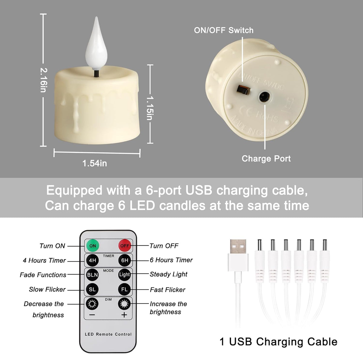 FREEPOWER Rechargeable Flameless Tea Lights with Remote Timer, Soft 3D Wick LED Tealights Candles
