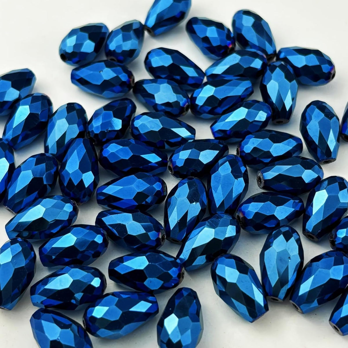100pcs 8x12mm Teardrop Crystal Glass Beads for Jewelry Making, Faceted Vertical Hole Teardrop Glass