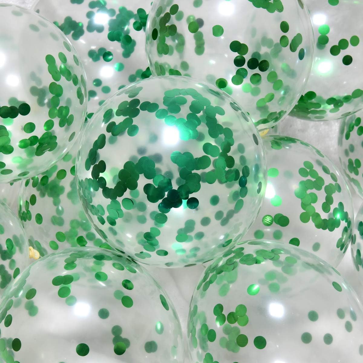 Green Confetti Balloons 12 inch, 50 Pcs Clear Balloon with Green Confetti for Graduation Birthday