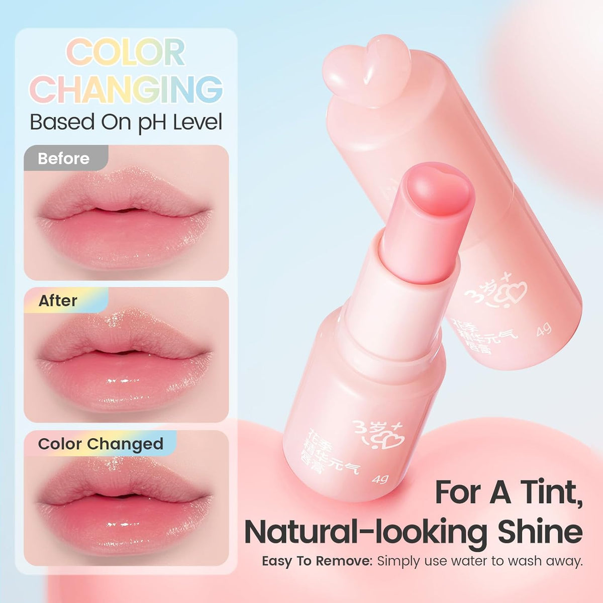 RUNBEN Color Changing Lip Balm for Kids, 24H Moisturizing & Hydrating for Chapped Lips, Safe &