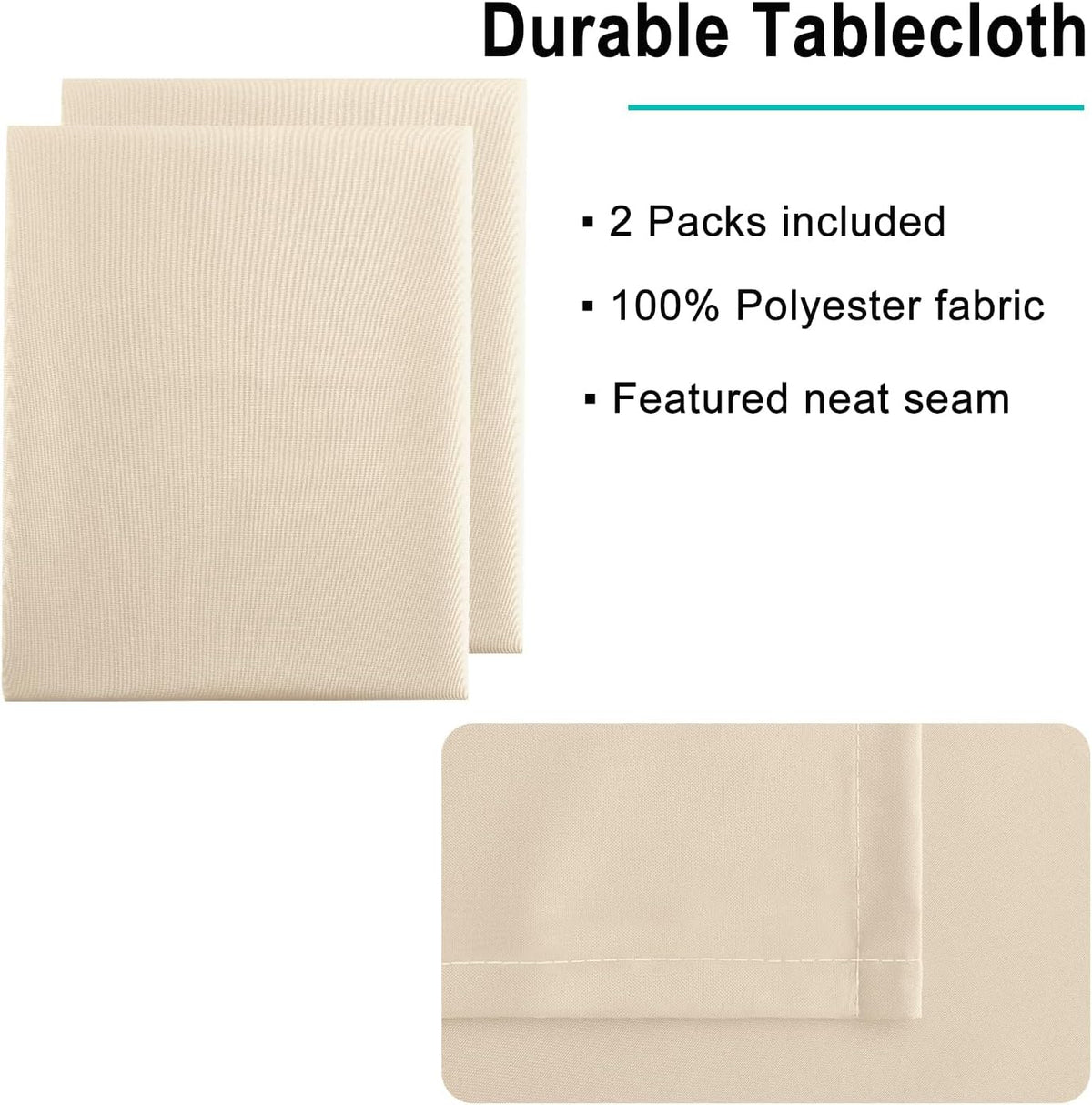 Hiasan 2 Pieces Rectangle Tablecloth - Waterproof Washable Polyester Table Cloth for Dining Room