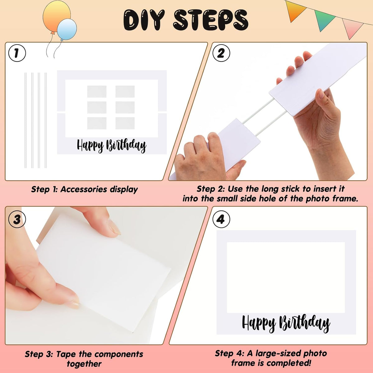 32 x 24 Inch Large Photo Booth Props Picture Frame Happy Birthday Party Frame DIY Cutouts Photo