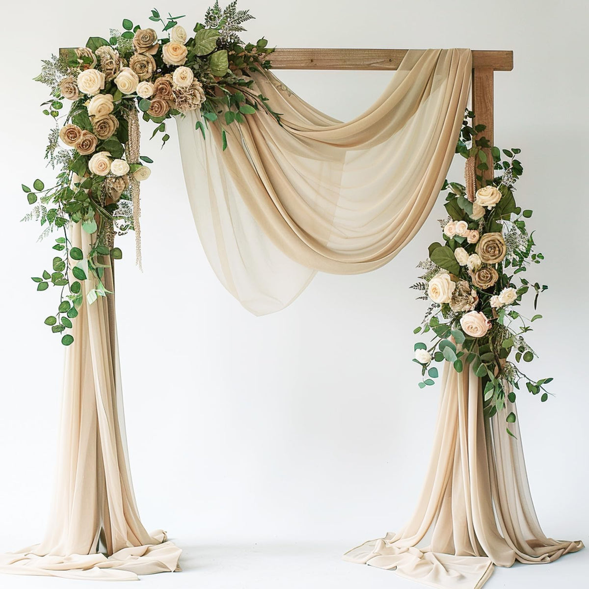 Wokceer Wedding Arch Draping Fabric 28.7" x 20FT Champagne Drapes Sheer Fabric Backdrop Arch