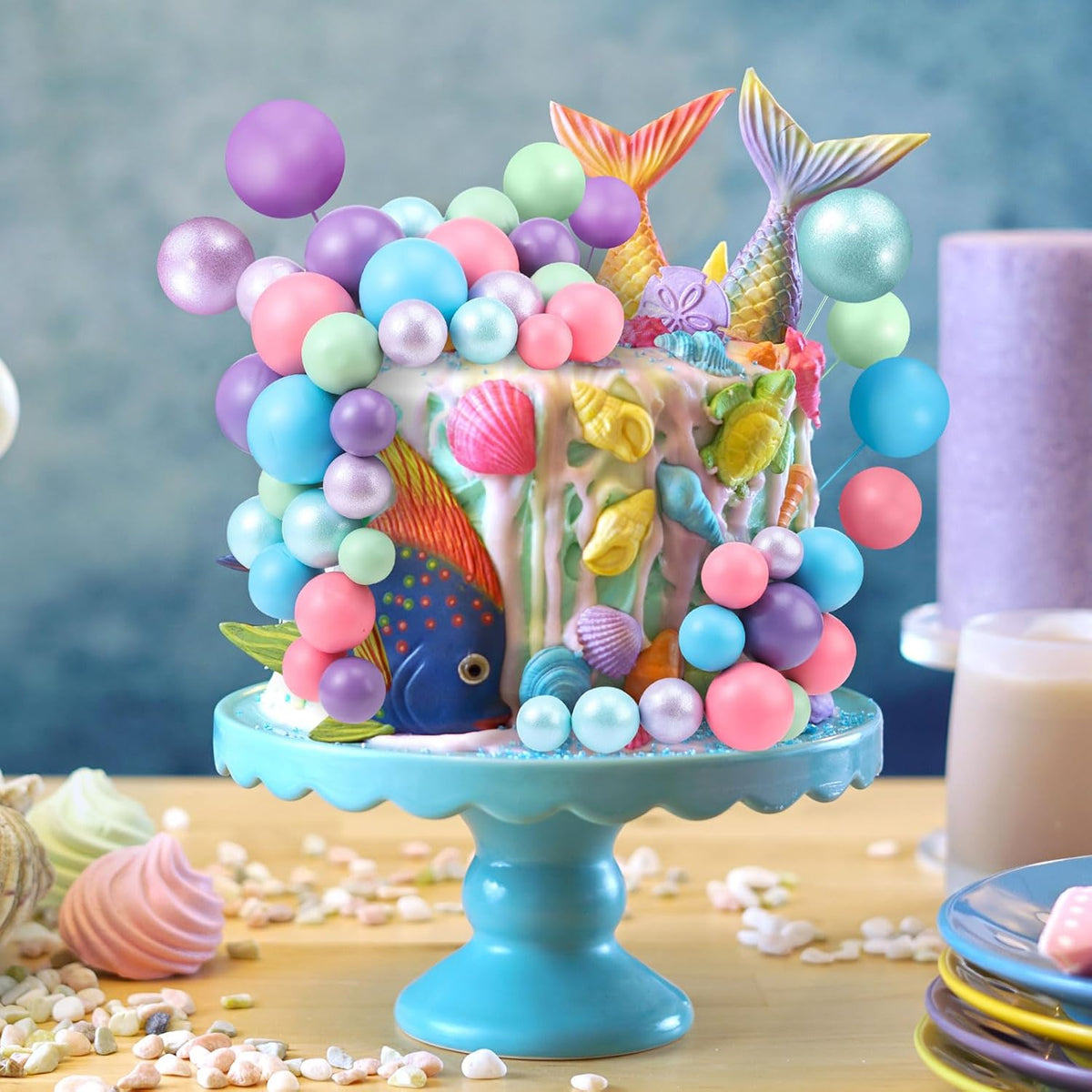 108 Pcs Balls Cake Topper DIY Cupcake Insert Foam Balloons for Cake Baking Wedding Anniversary