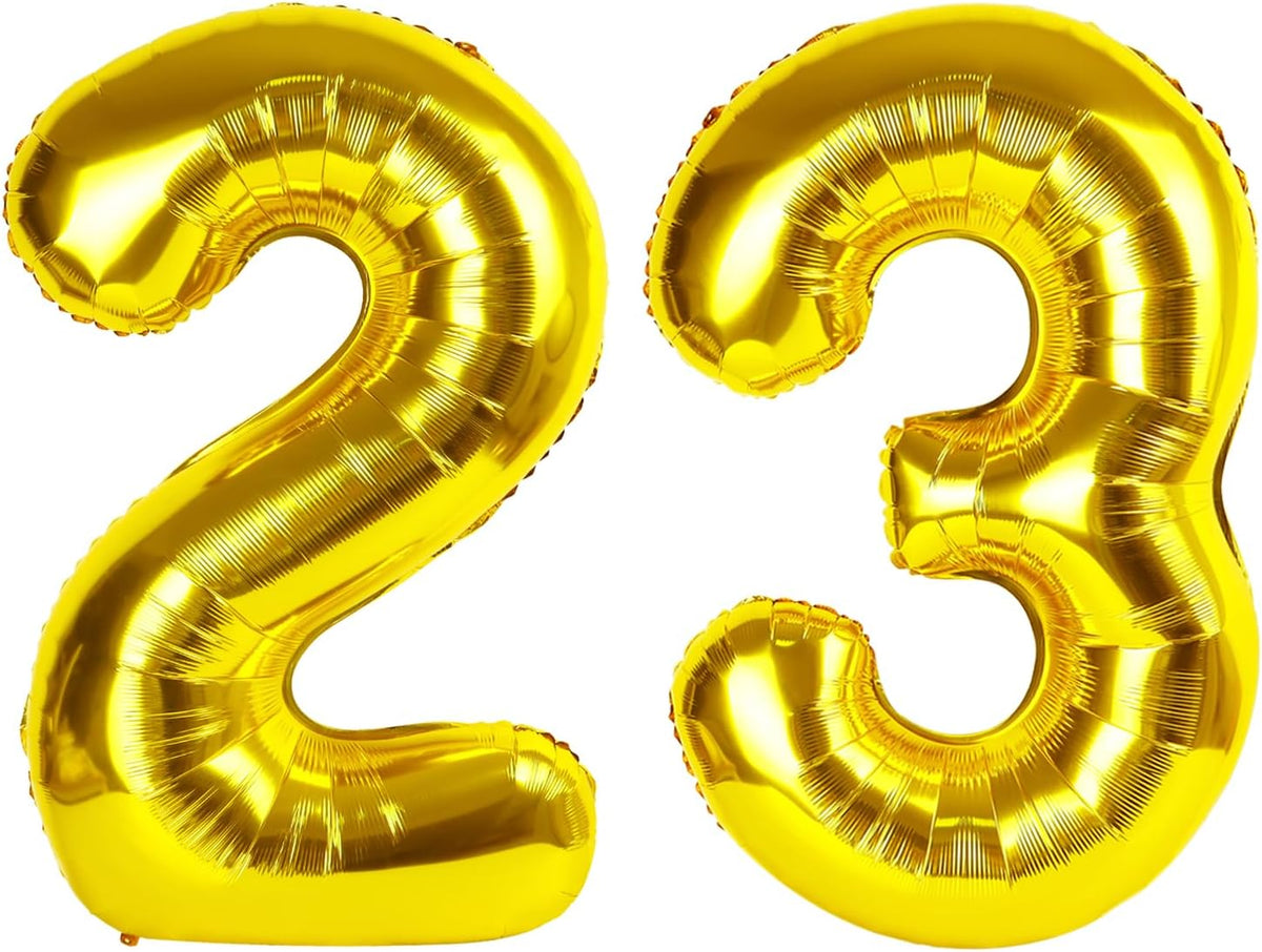 40 Inch Gold 23 32 Large Number Balloon, 23 32 Gold Birthday Party Decorations, Numbers 23 32 Foil