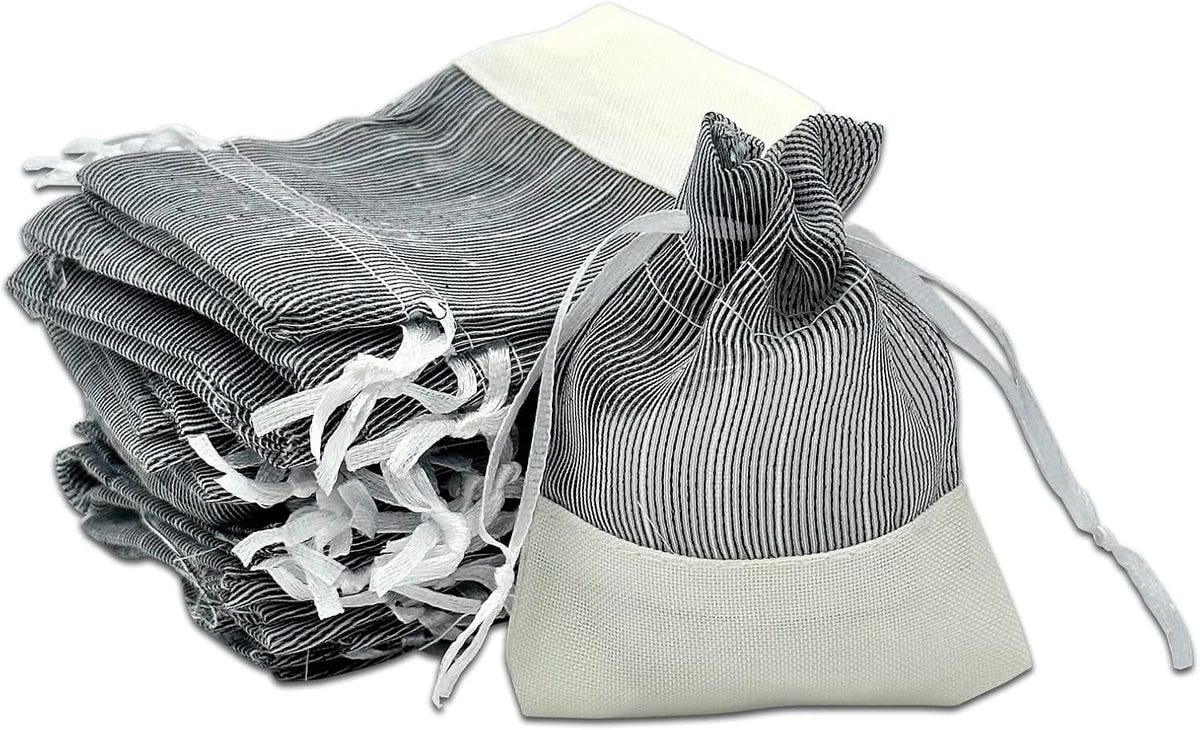 TheDisplayGuys For Your Modern Living 24-Pack Linen & Black Organza Gift Bags with Drawstrings