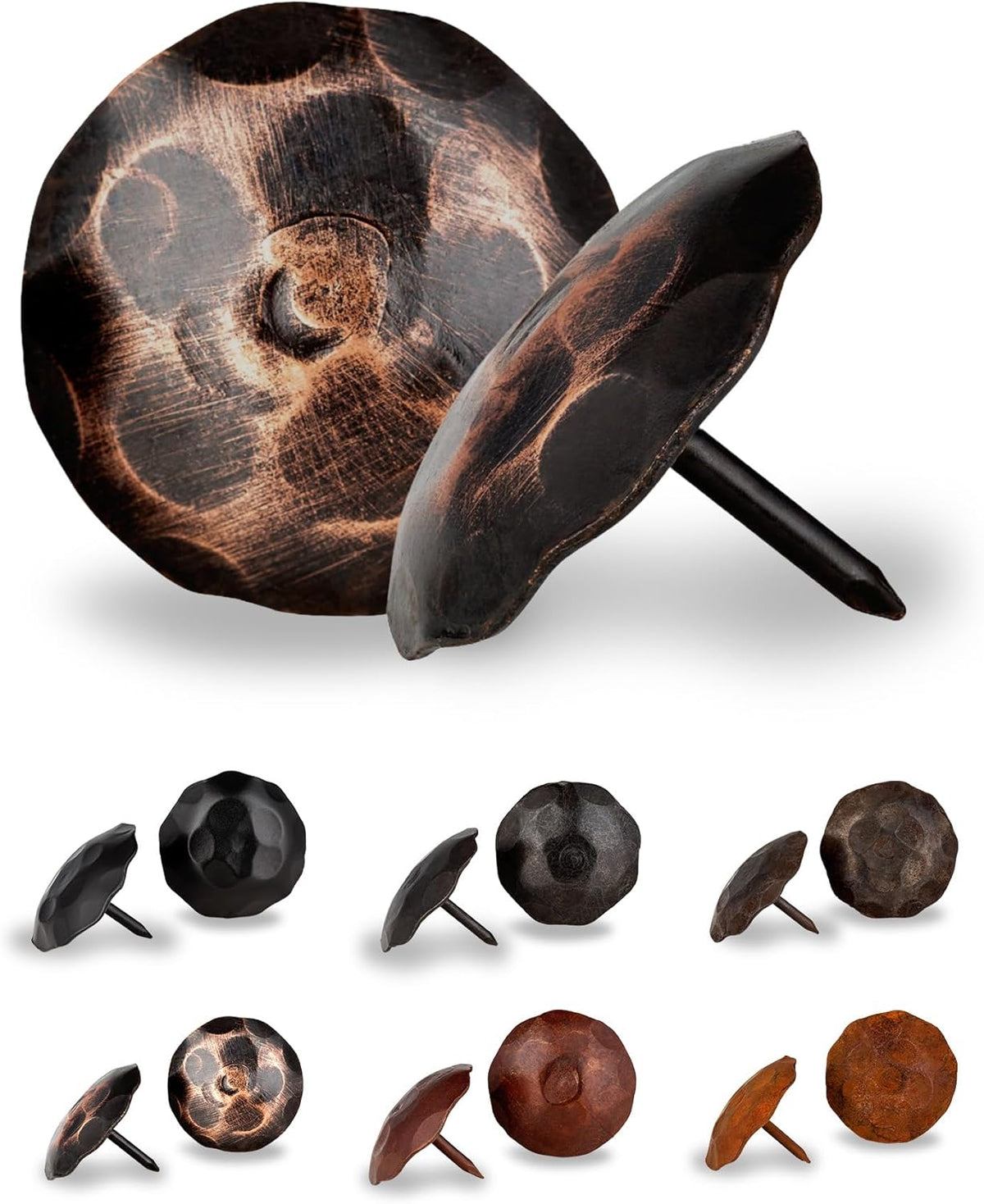 10 Pack 1.5" Round Head Iron Clavos Decorative Nails – Oil Rubbed Bronze – Handmade Rustic Round