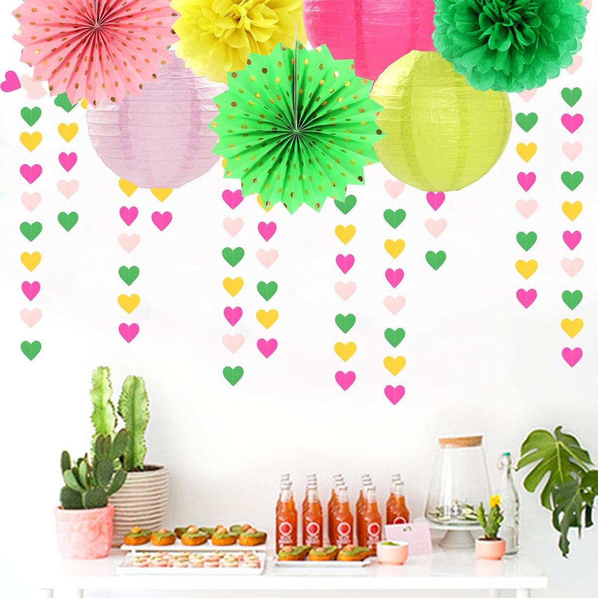 Hawaii Pool Party-Decorations Love-Heart Garland - 52Ft Tropical Jungle Birthday Bachelorette