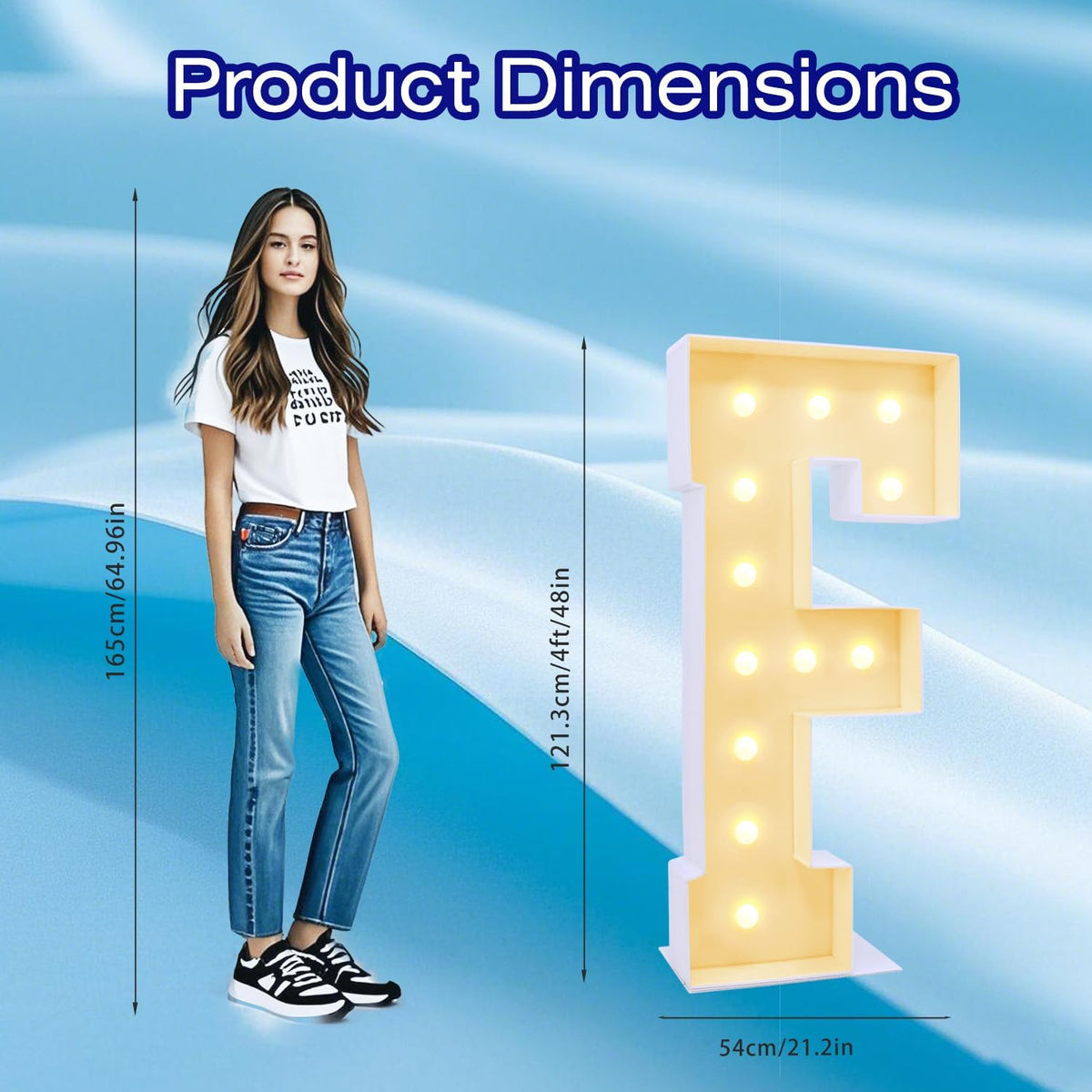 4FT Marquee Plastic Letters F - Light up Letters F Are Made from Corrugated Plastic Board - Quick