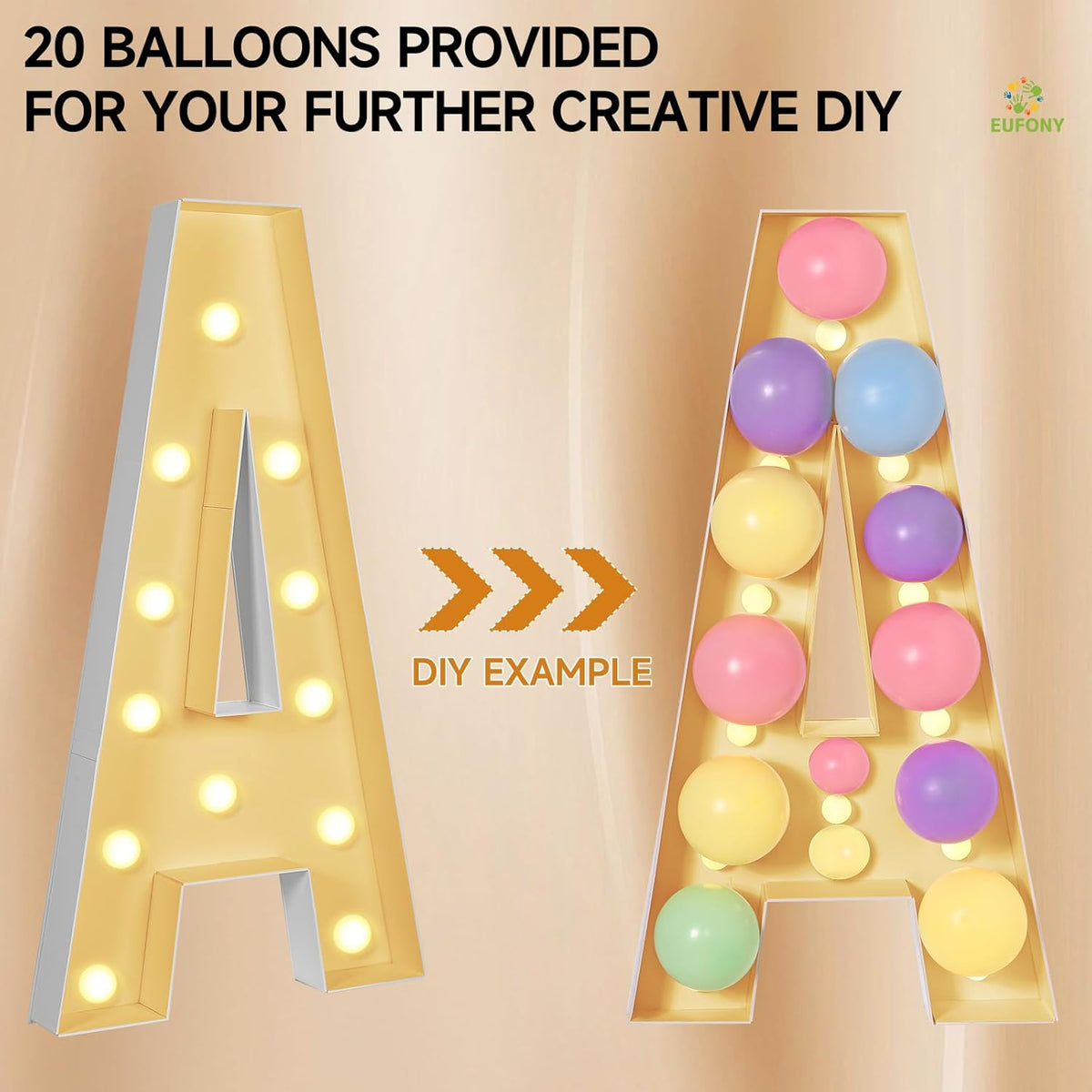 eufony Marquee Letters 4 Feet Tall, 4 FT Marquee Light Up Letters, Giant Light Up Letters 4FT for