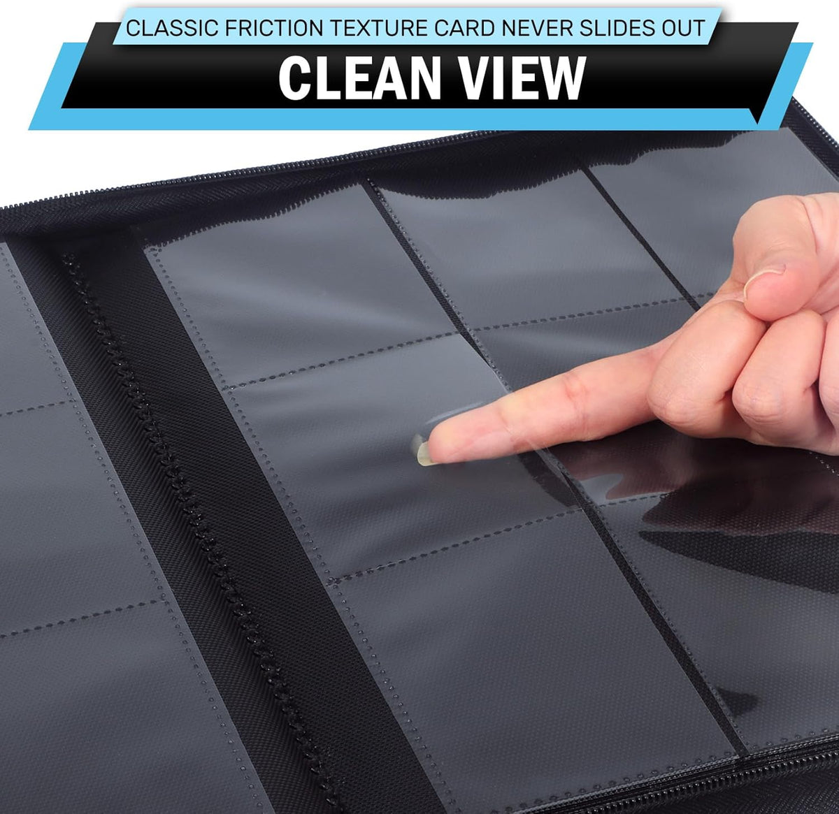 Trading Card Binder 9 Pocket, Zofly Zipper Card Collection Binder Album, Sturdy 540 Side-Loading
