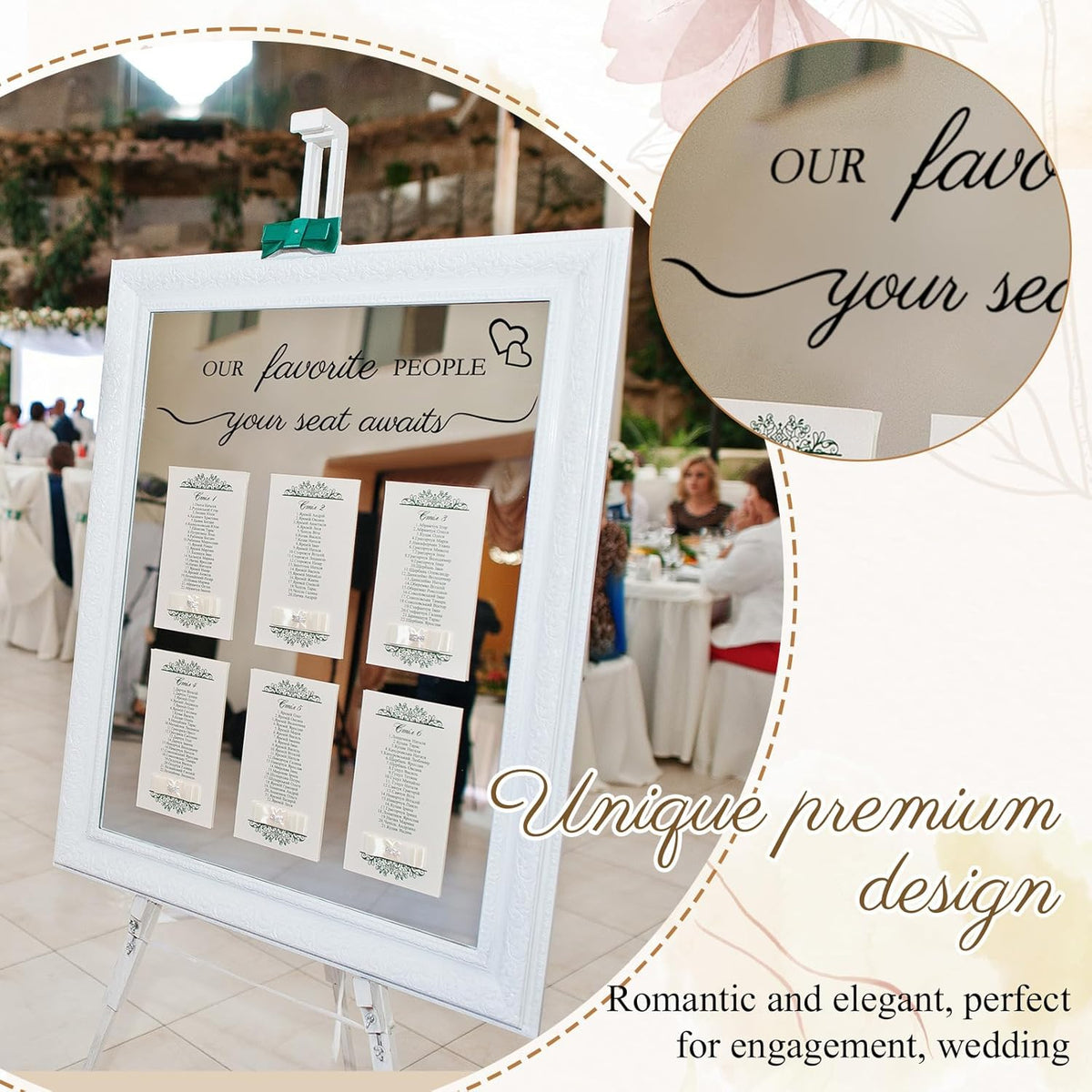 3 Pcs Wedding Seating Chart Decal Stickers DIY Our Favorite People Your Seat Awaits Vinyl Decal