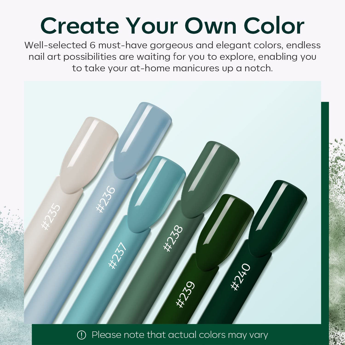 Modelones Acrylic Powder 6 Colors Acrylic Nail Powder Kit Sage Green Mist Blue Light Grey Dark
