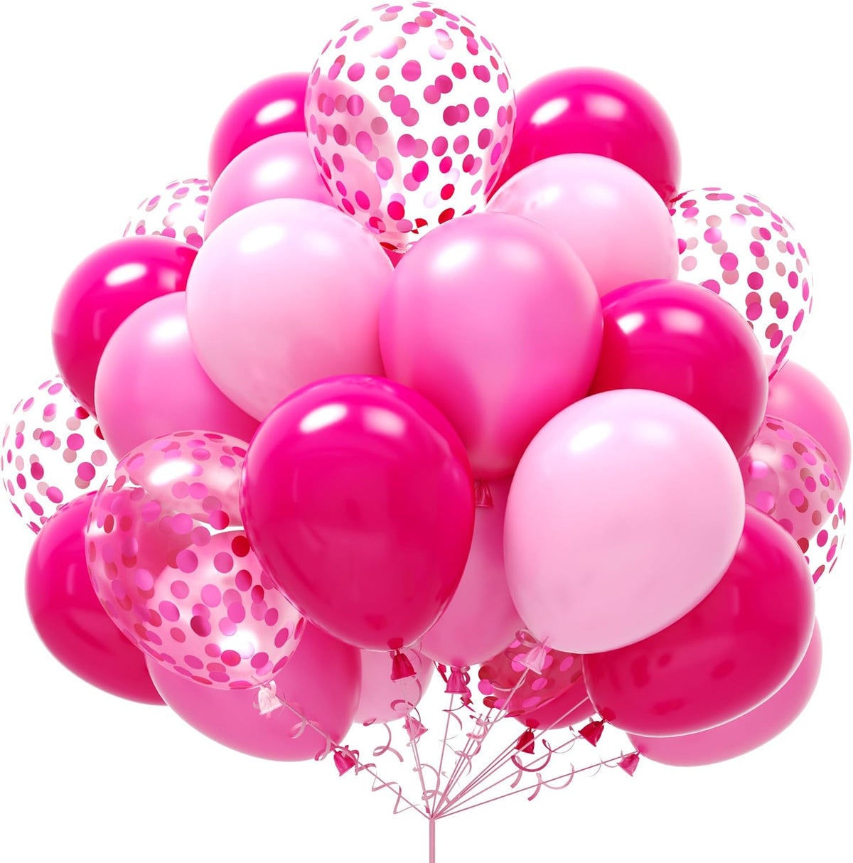 Togvu Hot Pink and Baby Pink Balloons, 60 Packs 12 Inch Premium Pink Latex Balloon with Confetti