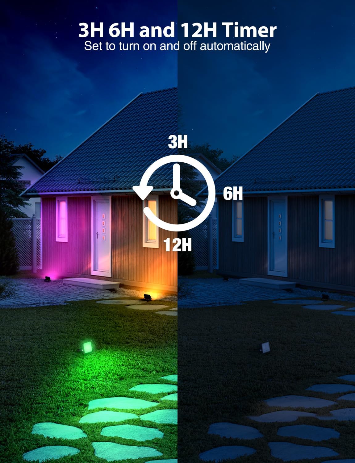 LED Flood Light 600W Equiv, 60W RGB Outdoor Color Changing Stage floodlights with Remote, IP66