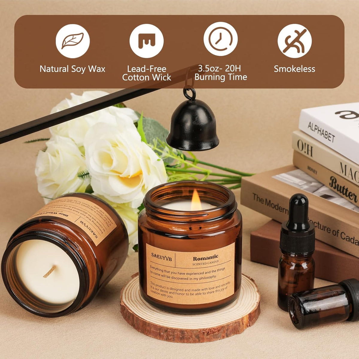 12 Pack Candles for Home Scented,Scented Candles Gift Set for Women &Men,Natural SoyCandles(Amber