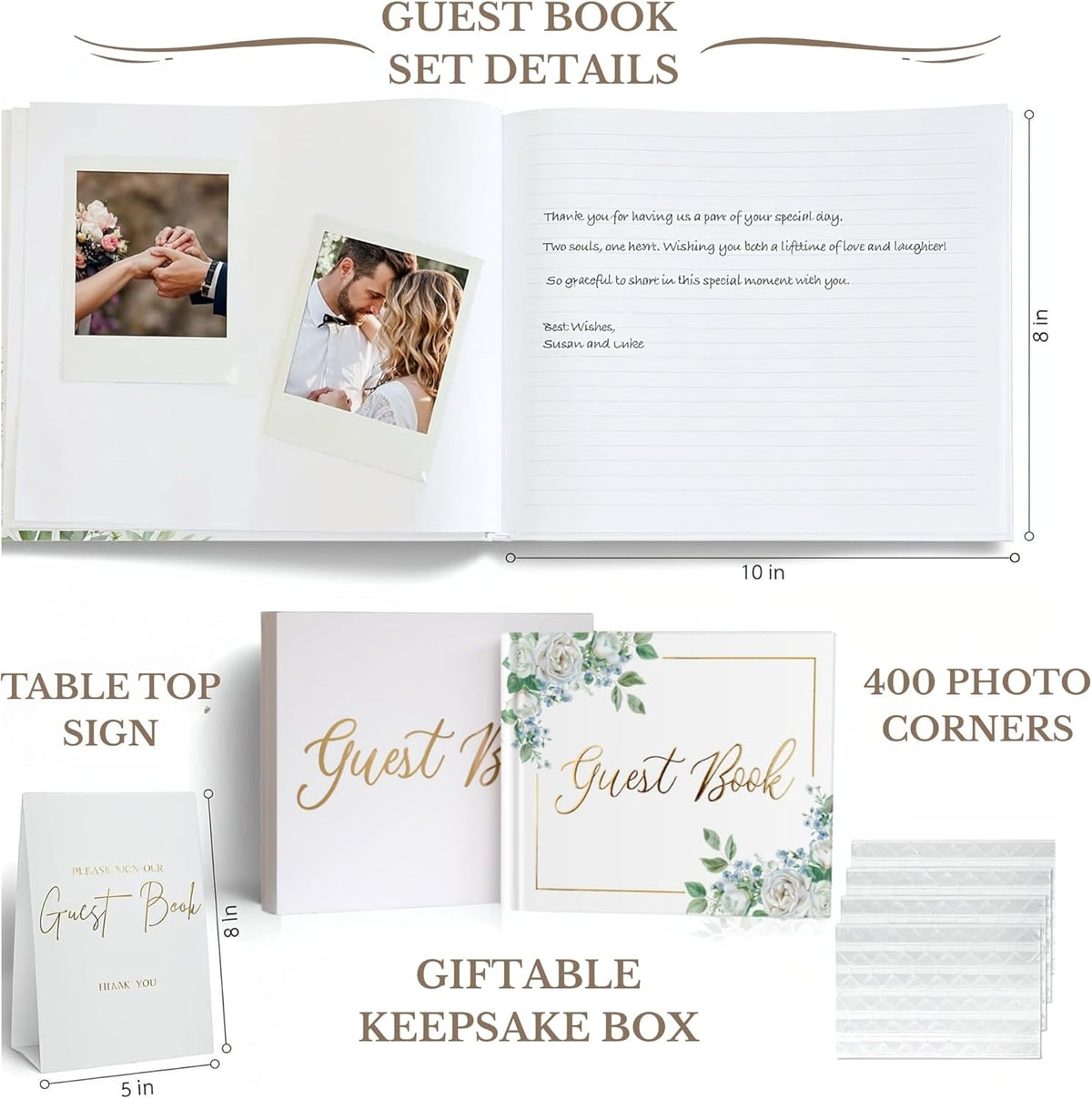 Wedding Guest Book for Guests to Sign, Elegant Wedding Guestbook Ideas, Sign in Book for Bridal and