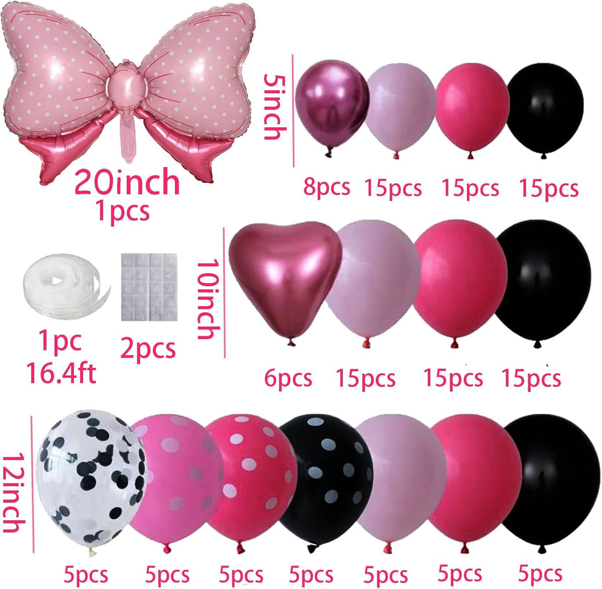 36 Inches Bow Foil Balloon Huge Bowtie Pink Balloon for Baby Shower, Wedding, Kids Theme Party