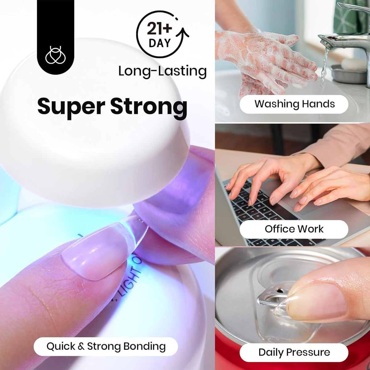 Beetles Hema-Free Nail Glue Gel - 10ml Super Strong Brush U V Nail Glue for Acrylic and Clear Press