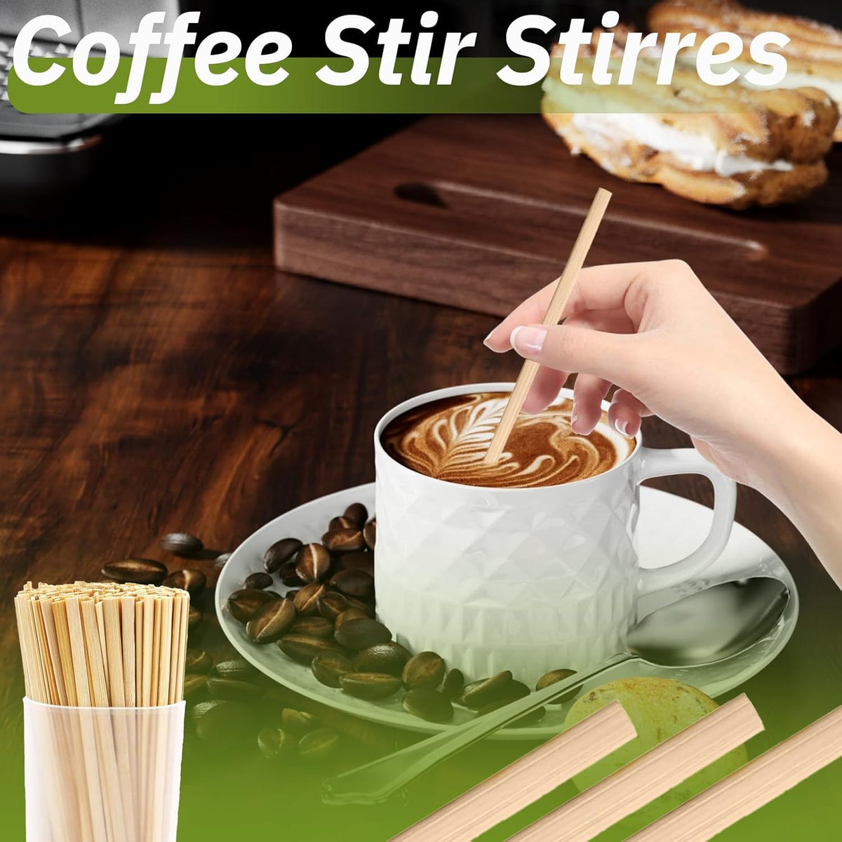 1000PCS Coffee Stirrers Bamboo Coffee Stir Sticks Disposable Hot Drink Beverage Stirring Swizzle