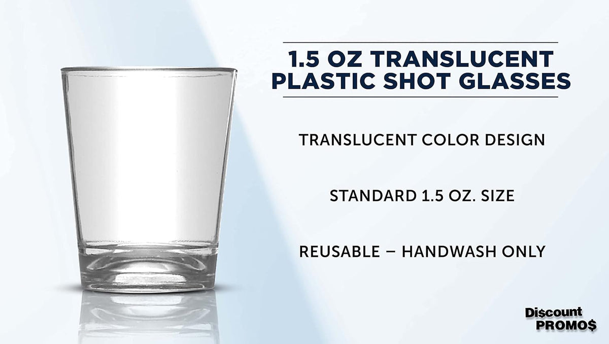 DISCOUNT PROMOS Translucent Plastic Shot Glasses 1.5 oz. Set of 10, Bulk Pack - Acrylic, Great for