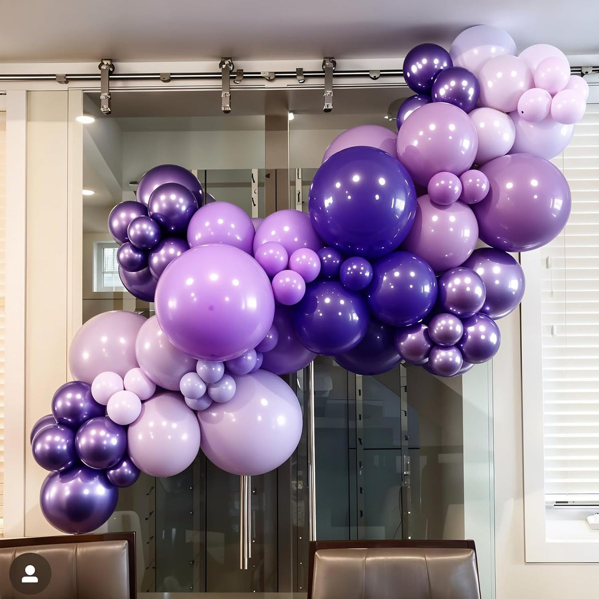 Purple Balloons, 60pcs Metallic Purple Balloons With Matte Macaron Heart Latex Balloon Confetti