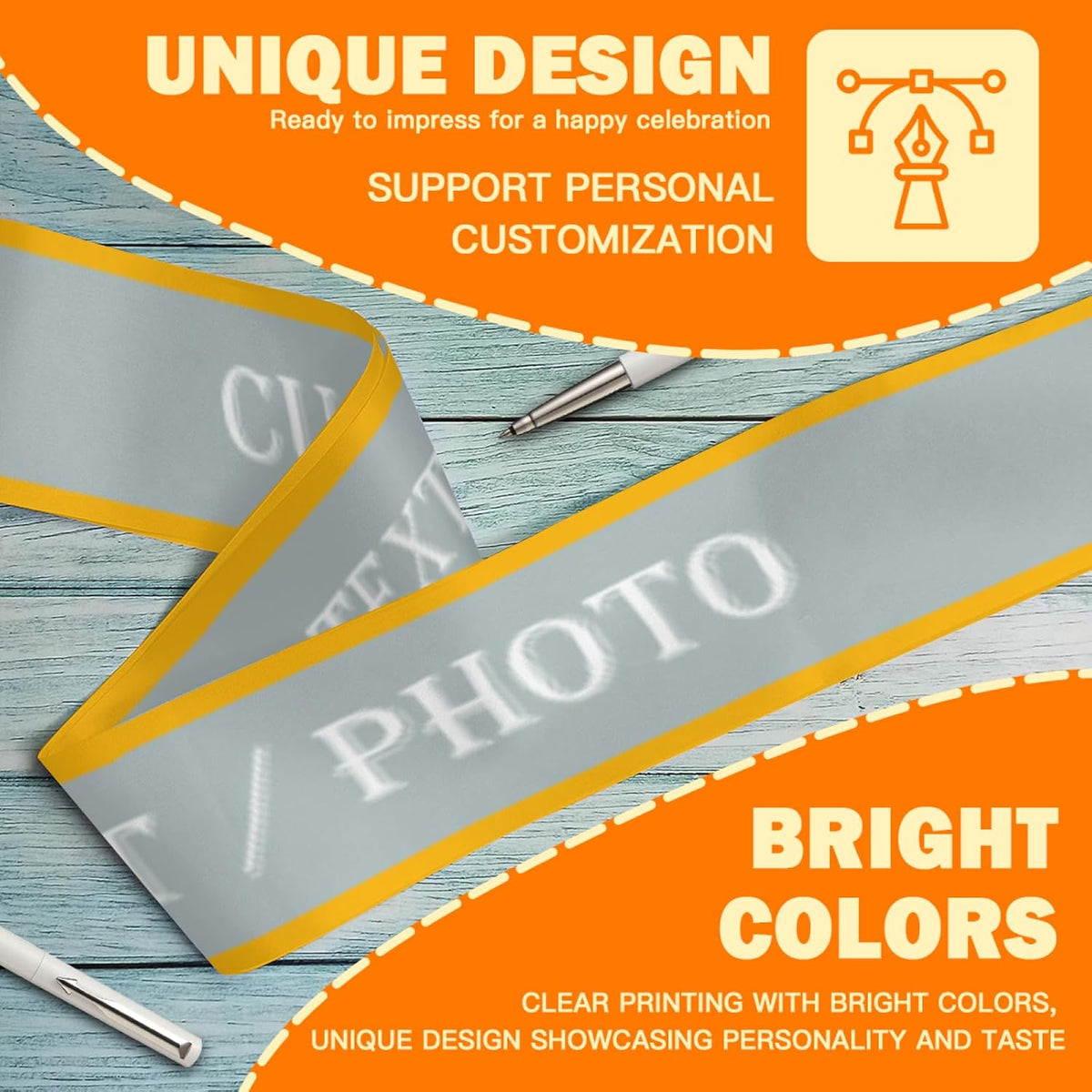 Custom Sash,Personalized Birthday Sash with Text Photo,Customized Bachelorette Sash Quote Sash