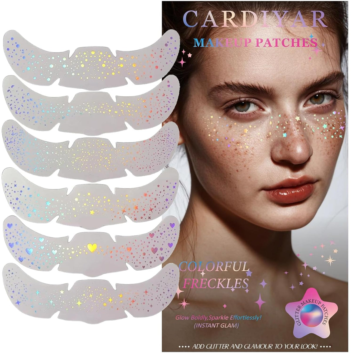 Glitter Freckles, 24PCS Glitter Freckles Face Tattoo, Sparkle Freckles for Women, Waterproof Gold