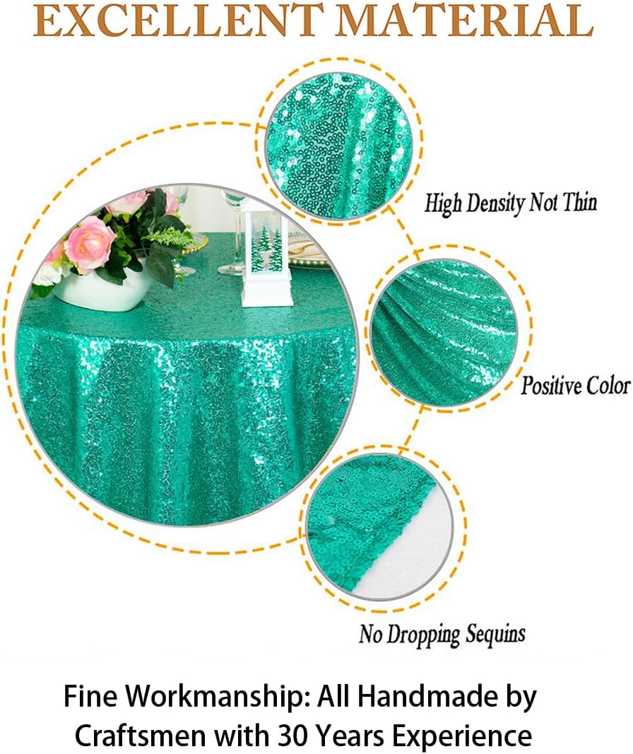 ShinyBeauty Small Tablecloth Square 36x36-Inch Green Sequin Tablecloth Glitter Table Cover Overlay