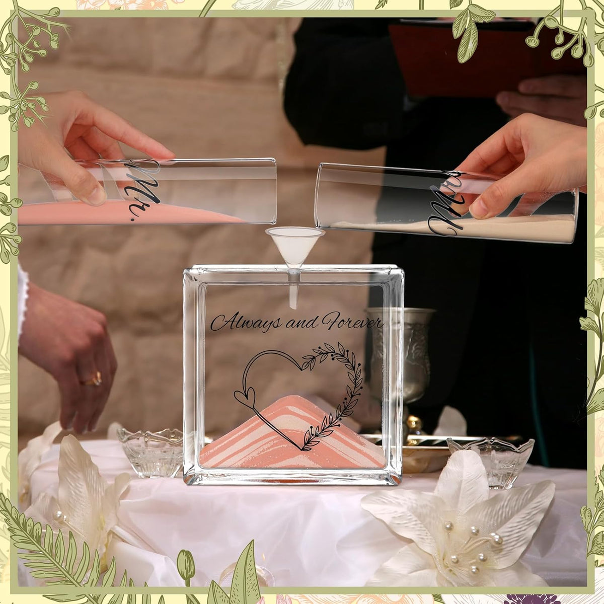 Wedding Unity Sand Set Include Vases Square Glass Jar Container 12 oz Sand for Blended Family